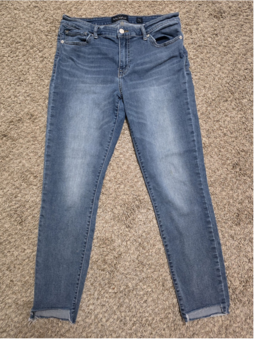 Lucky Brand Ava Skinny Stretch Jeans Womens 12/31 Medium Wash Raw Hem Crop 27"